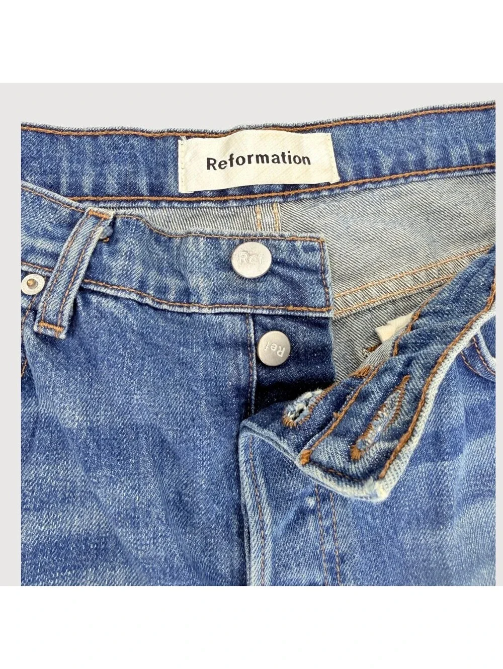 Reformation Mid Crop Flare Jeans Baltic Wash Size 30
